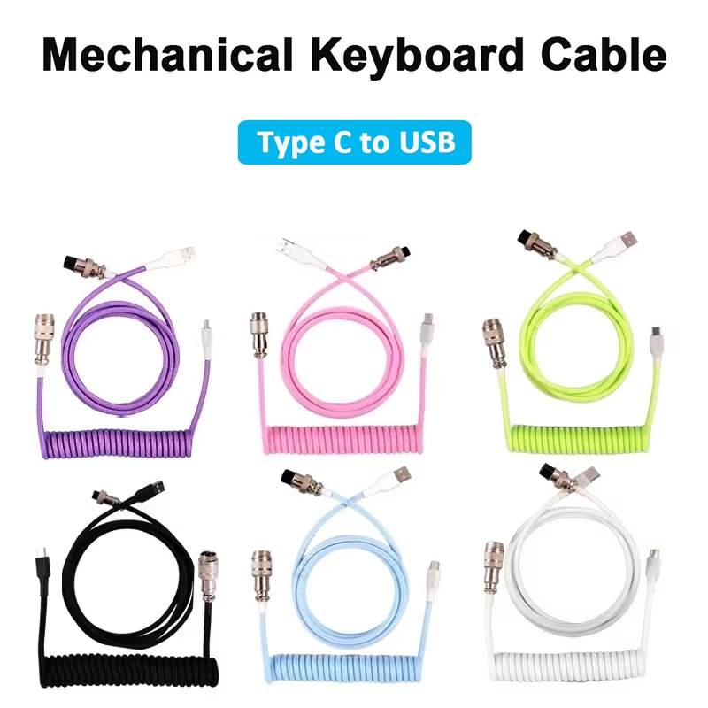Coiled Usb Cable - สายเคเบิลแบบขดสำหรับคีย์บอร์ดแบบกลไก สายเคเบิล Aviator Type-C เป็น USB