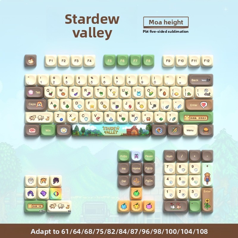 Gaming Keyboard Mechanical - 112 ชิ้น คีย์แคปคีย์บอร์ดกลไกแบบกำหนดเอง ลาย Stardew Valley