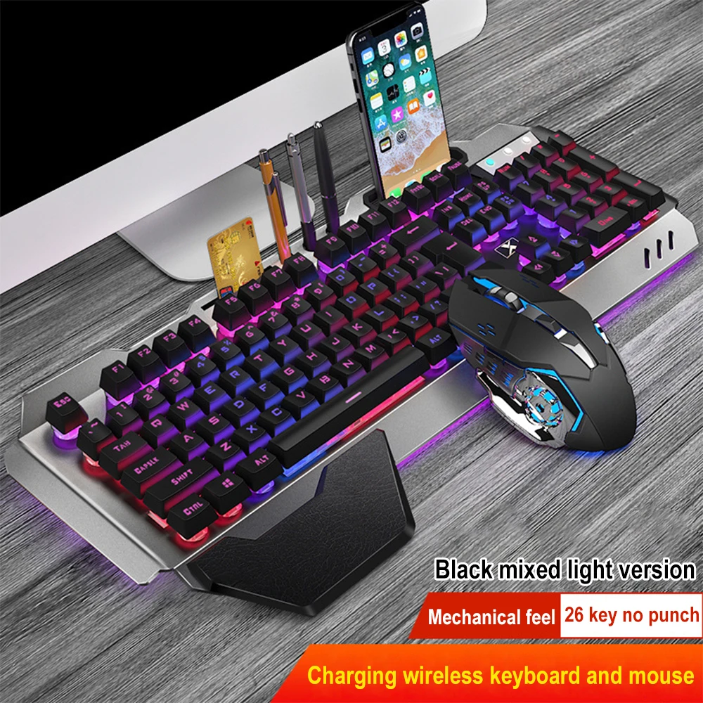 Gaming Keyboard And Mouse Combo - ชุดแป้นพิมพ์และเมาส์ไร้สาย2.4G แบบชาร์จไฟได้ K680คีย์บอร์ดเกมใช้พอร์ตของสำนักงาน