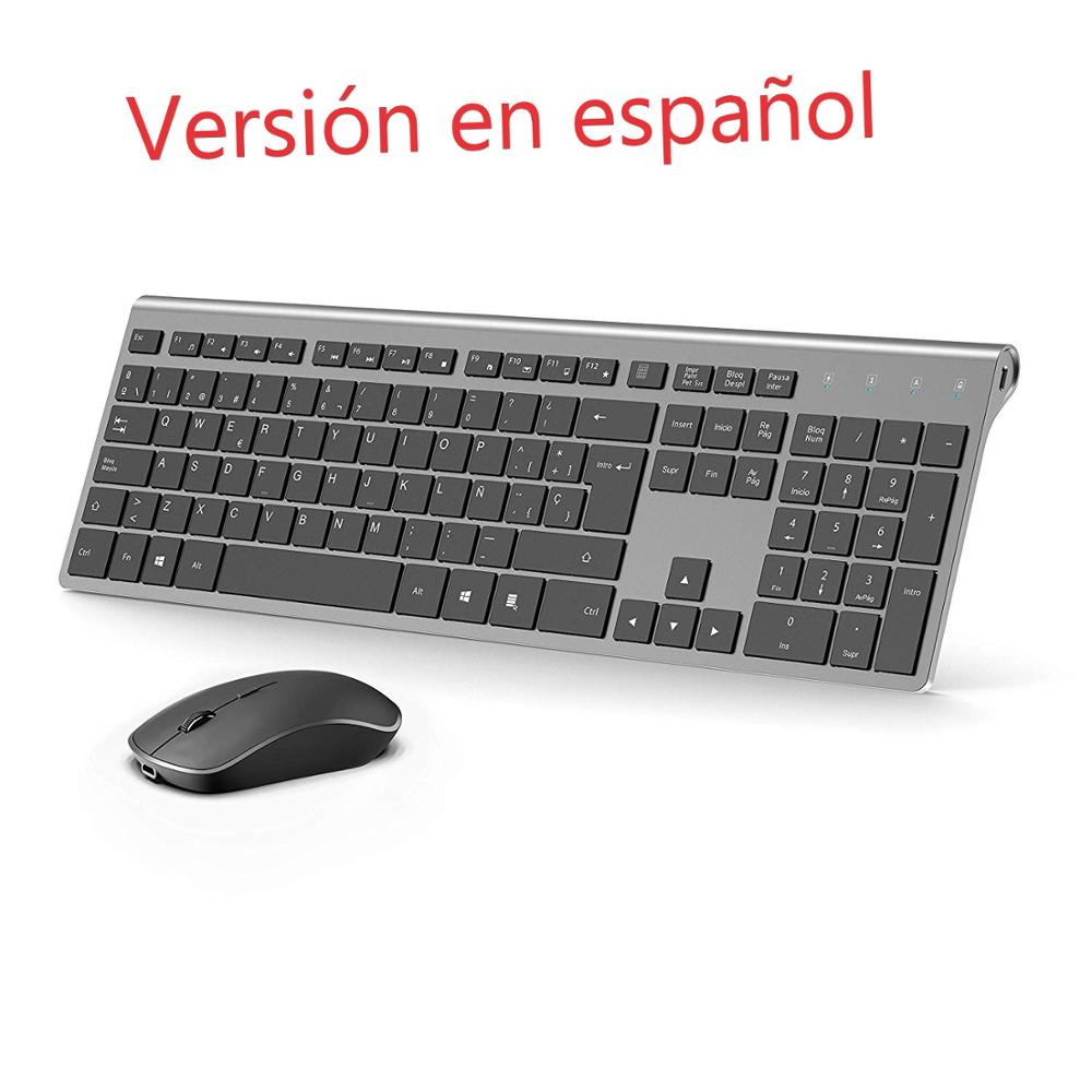 Gaming Keyboard And Mouse Combo - ชุดแป้นพิมพ์และเมาส์ไร้สายแบบเสียบปลั๊กแอนด์เพลย์เม้าส์และคีย์บอร์ดคอมโบชาร์จได้ตามหลักสรีรศาสตร์รูปแบบภาษาสเปน