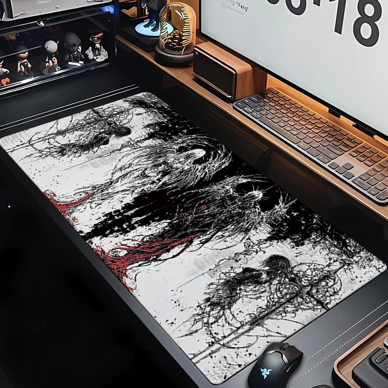 Gaming Keyboard And Mouse Pad - ดีไซน์ศิลปะดาร์คแองเจิลแผ่นรองเมาส์ยางกันลื่นขนาดใหญ่ XXL สัญลักษณ์โกธิคสีดำอุปกรณ์เสริมสำหรับเล่นเกมคอมพิวเตอร์แผ่นรองคีย์บอร์ด