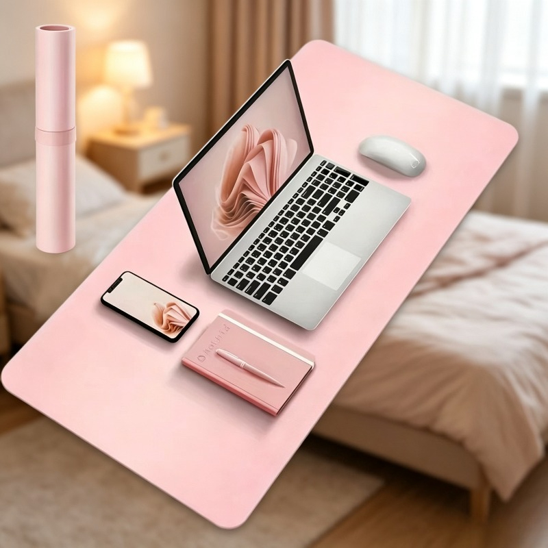 Gaming Keyboard And Mouse Pad - แผ่นรองเมาส์กันน้ำขนาดใหญ่ แผ่นรองโต๊ะทำงาน ป้องกันโต๊ะทำงาน ทำจากหนัง PU และไม้ก๊อก