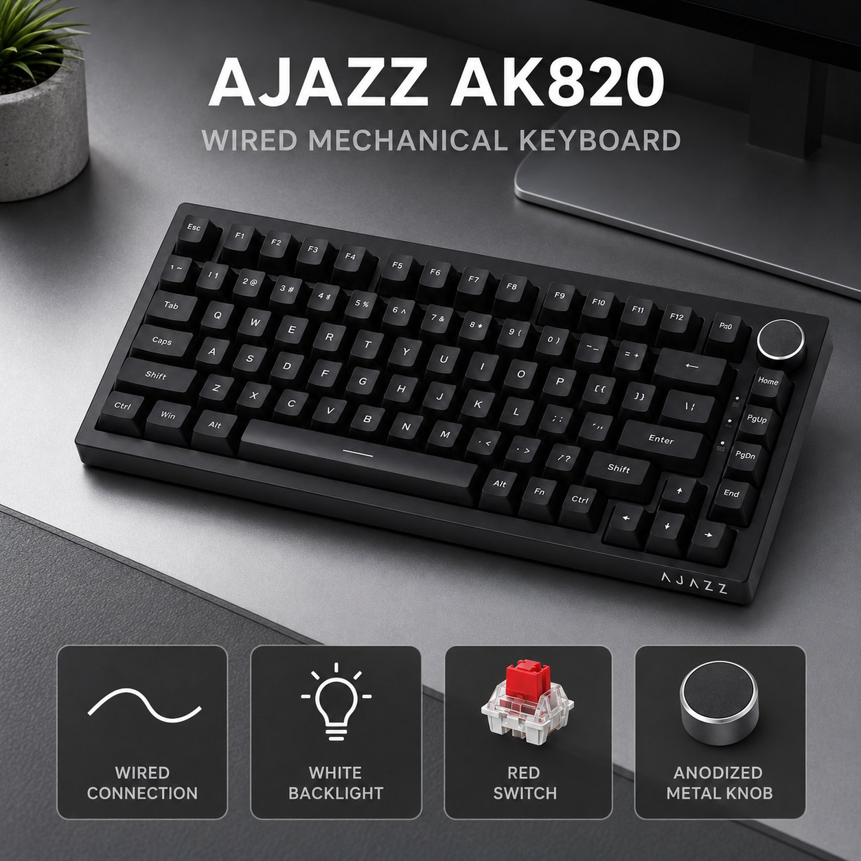 Gaming Keyboard Budget - คีย์บอร์ดเกมมิ่งแบบกลไก AJAZZ AK820 และ AK820Pro พร้อมปุ่มหมุน