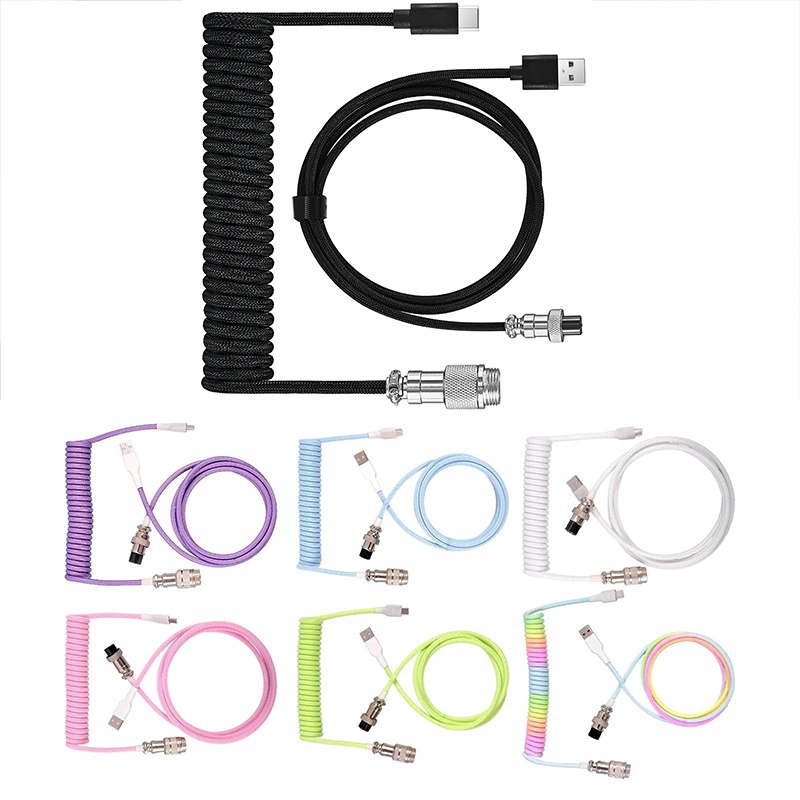 Coiled Usb Cable - สายเคเบิลแบบขดสำหรับคีย์บอร์ดกลไก USB Type C อุปกรณ์เชื่อมต่อฮาร์ดแวร์ สายเคเบิลแบบขดสำหรับคอมพิวเตอร์