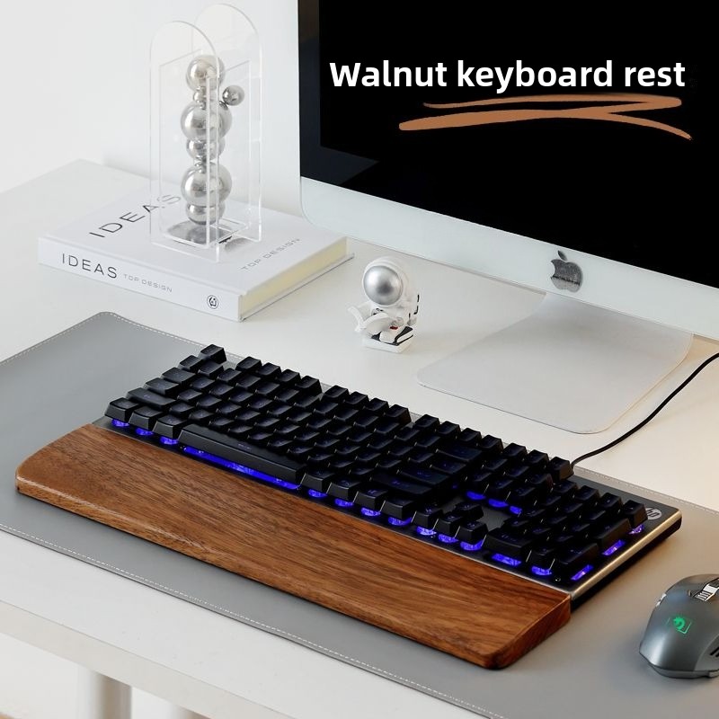 Gaming Keyboard And Mouse Combo - ที่พักข้อมือไม้แท้สำหรับคีย์บอร์ดและแผ่นรองเมาส์ รองรับข้อมือสำหรับเล่นเกมและทำงาน คีย์บอร์ดแบบกลไก ที่พักข้อมือไม้แบบเรียบง่าย