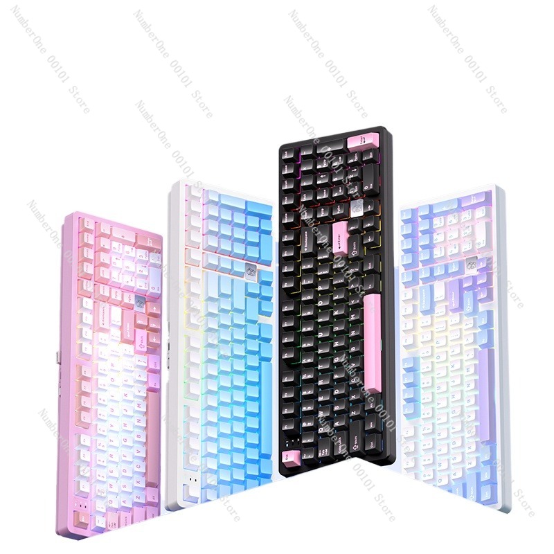 Gaming Keyboard Mechanical - คีย์บอร์ดเชิงกลอลูมิเนียมอัลลอยด์, คีย์บอร์ดเกมมิ่งไร้สายสามโหมดบลูทูธและ USB, คีย์บอร์ดสำนักงานอีสปอร์ตขนาดกะทัดรัด