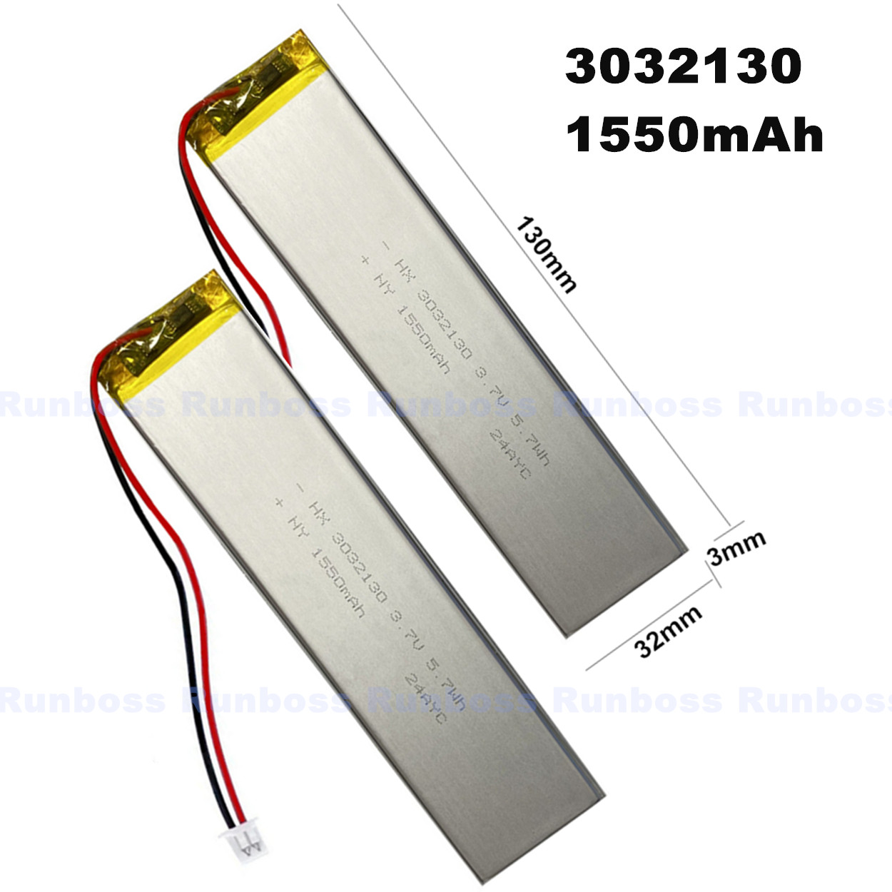 Gaming Keyboard Tester - 3032130 3.7V 1550mAh 1.25 มม.แบตเตอรี่สำหรับคีย์โครน K3