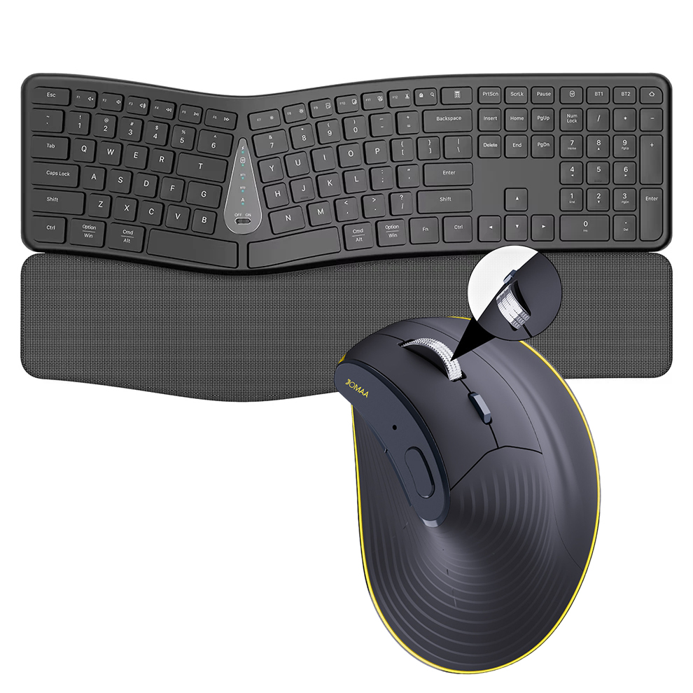 Gaming Keyboard And Mouse Combo - ชุดคีย์บอร์ดและเมาส์ไร้สาย 2.4G, การพิมพ์ที่สะดวกสบายเป็นธรรมชาติ, ที่พักฝ่ามือ, ชุดคีย์บอร์ดบลูทูธแบบชาร์จได้สำหรับหลายอุปกรณ์