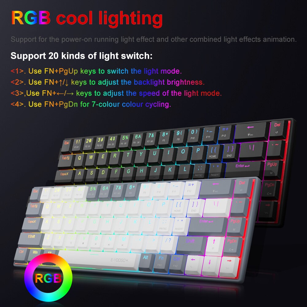 E-YOOSO A68 RGB Mini Slim USB  - Gaming Keyboard Budget บทวิจารณ์และราคา