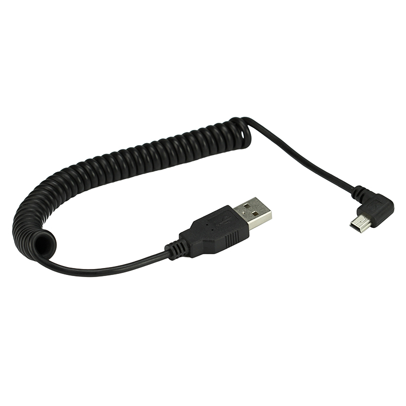 MINI USB 5Pin 90องศาซ้ายหรือขว - Coiled Usb Cable บทวิจารณ์และราคา