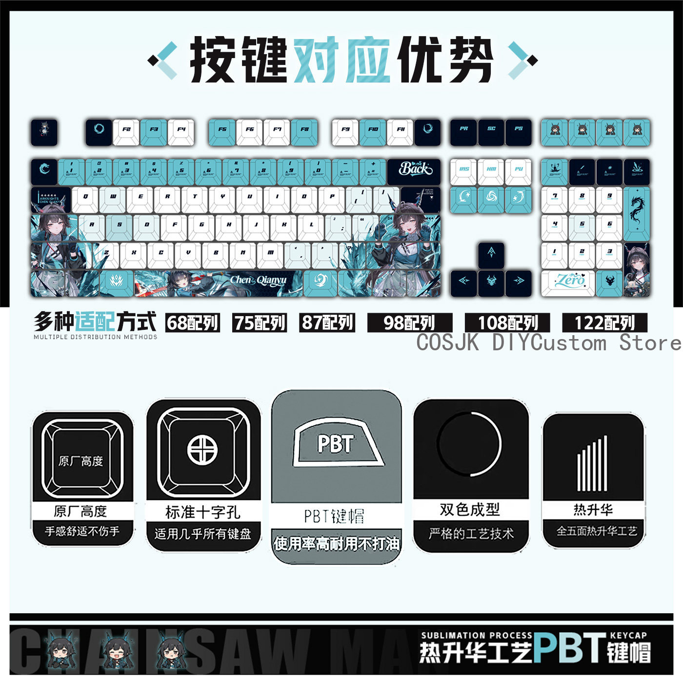 122 คีย์อะนิเมะเฉิน เฉียนหยู อ - Gaming Keyboard Mechanical บทวิจารณ์และราคา