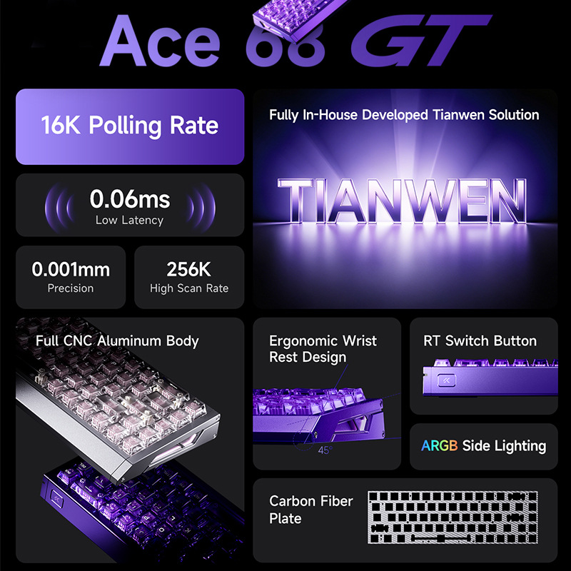 คีย์บอร์ดเกมมิ่ง MCHOSE Ace 68 - Aluminum Case 65 บทวิจารณ์และราคา