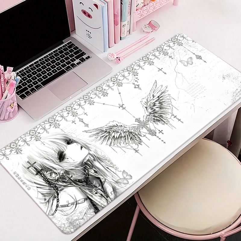 แผ่นรองเมาส์หนังสีดำสีขาวอะนิเ - Gaming Keyboard And Mouse Pad บทวิจารณ์และราคา