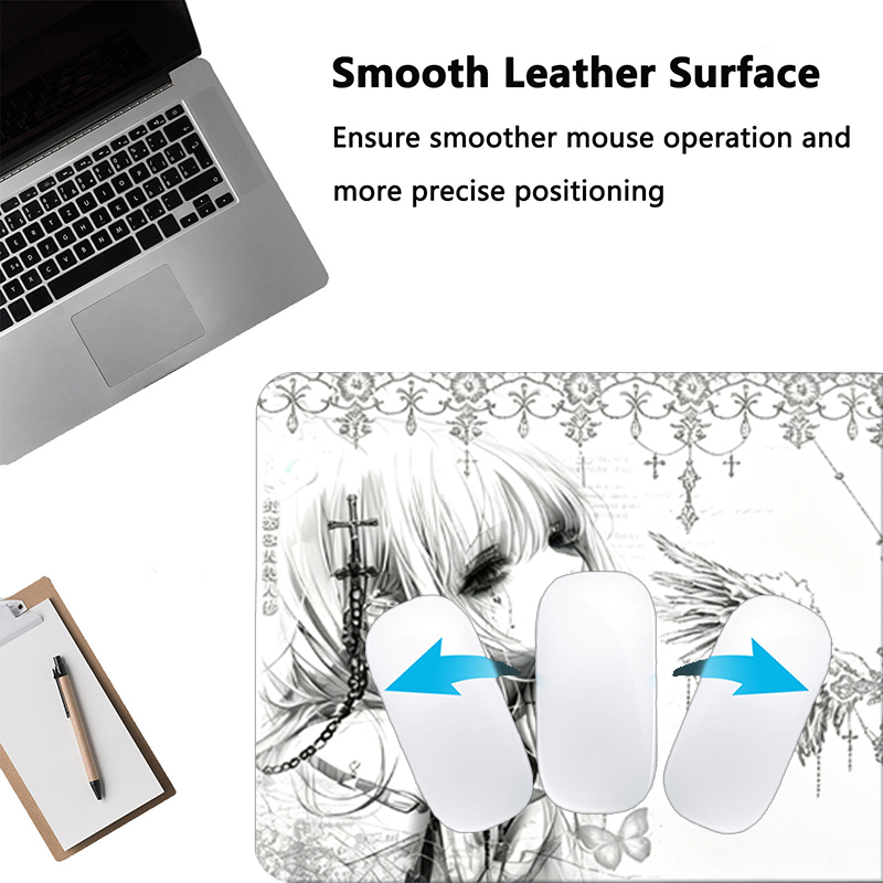 แผ่นรองเมาส์หนังสีดำสีขาวอะนิเ - Gaming Keyboard And Mouse Pad บทวิจารณ์และราคา