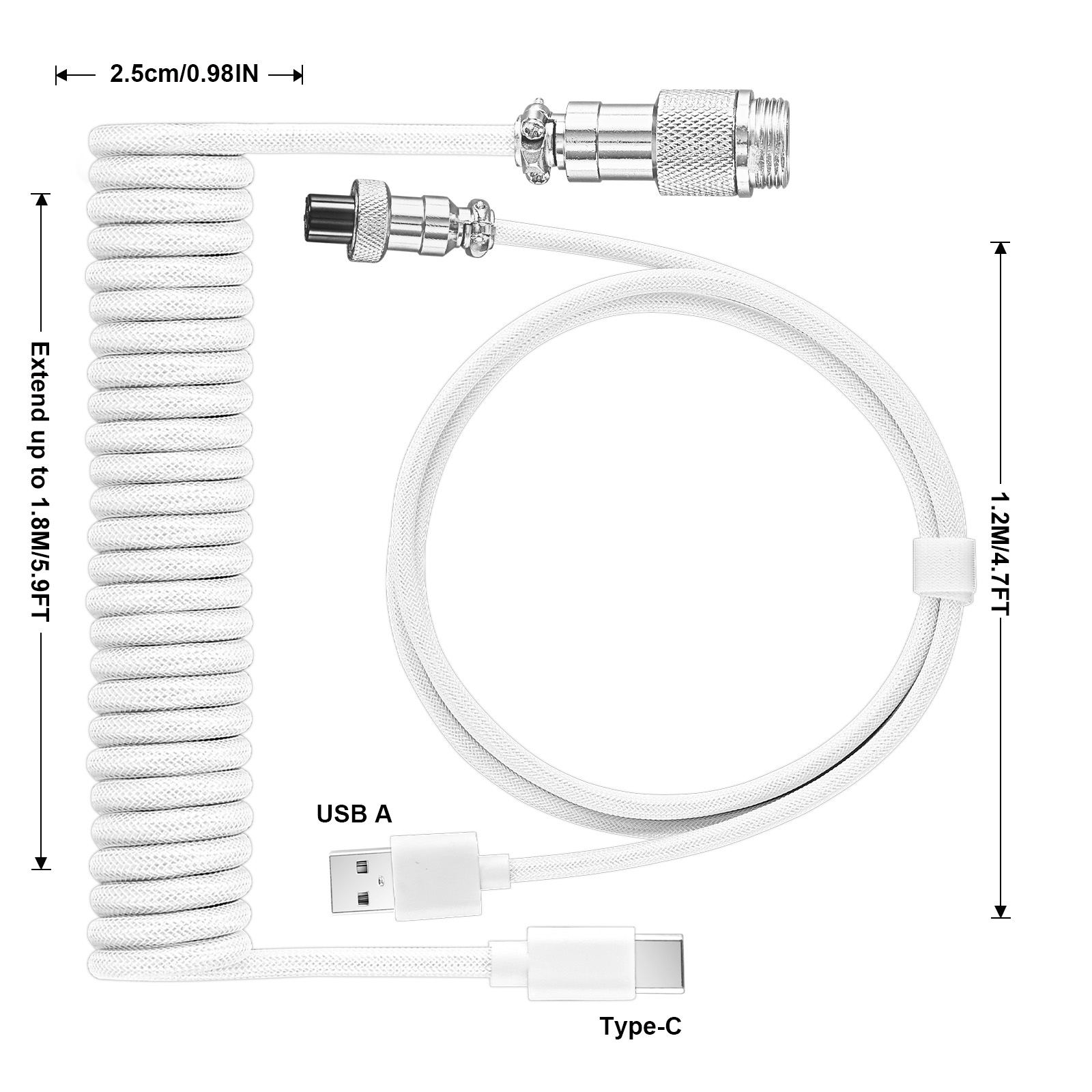 ประเภท C คีย์บอร์ดขดสายประเภท  - Coiled Usb Cable บทวิจารณ์และราคา